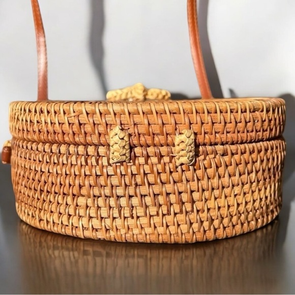 🌻Handmade Natural Woven Rattan Crossbody Bag - Picture 7 of 10